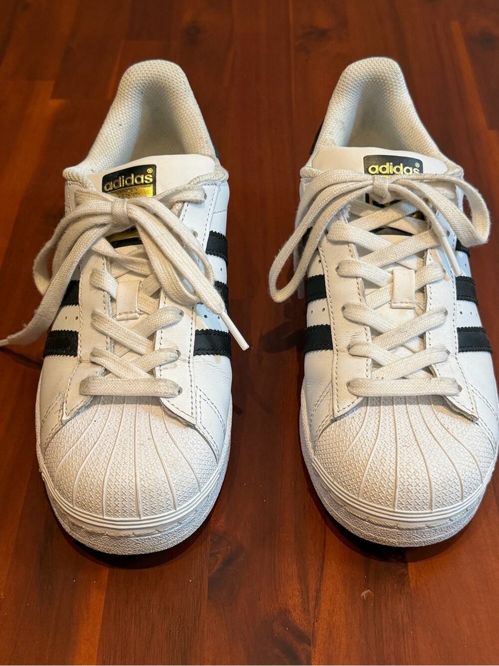Adidas Superstar Womens 7.5 White Black Leather Shell Toe Sneakers